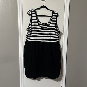 Black and white striped skater dress